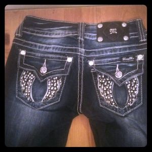 Miss me jeans size 24 angel wings bling rhinestone